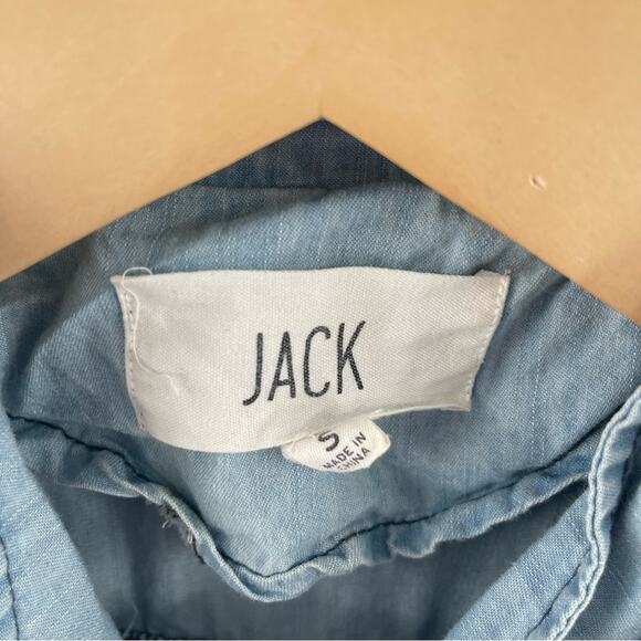 JACK BY BB DAKOTA Jacket Small Chambray Hi-Low Hooded Zip Up Lightweight Casual - Picture 5 of 16